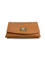 Woven Tan Bow-Clasp Clutch