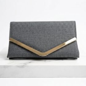 Slate Grey Chevron Clutch