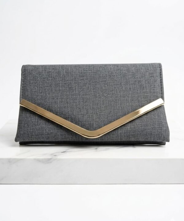 Slate Grey Chevron Clutch