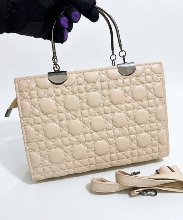 Beige Quilted Cannage Tote