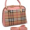 Blush Pink Plaid Dome Satchel