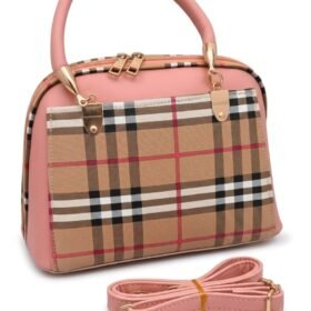 Blush Pink Plaid Dome Satchel