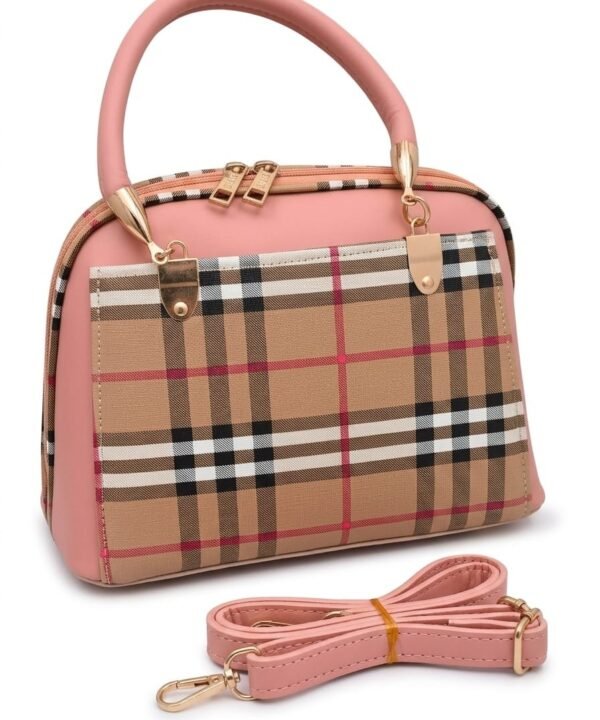 Blush Pink Plaid Dome Satchel